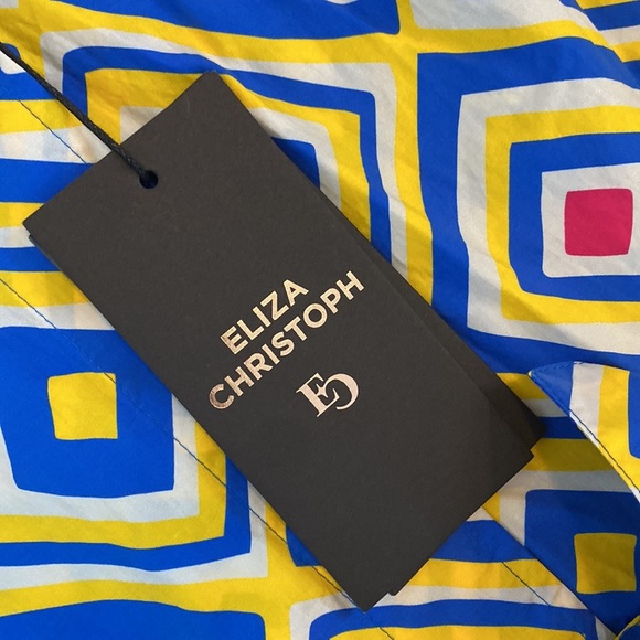 NWT ELIZA CHRISTOPH SHIRO SLEEVELESS SHIRTDRESS GEO CABANA BLUE WOMENS SZ SMALL - Picture 5 of 11